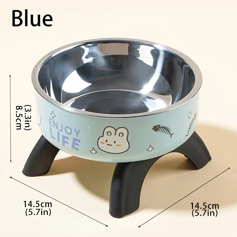 Stainless Steel Pet Bowl – Anti-Tip Elevated Design with Non-Slip Silicone Base for Cats & Small Dogs