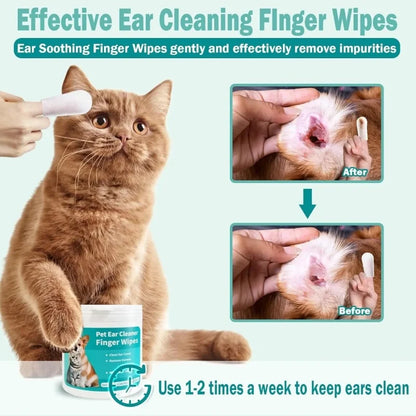 Pet Ear Cleaning Wipes – Disposable Finger Cover Wipes for Dogs & Cats (50 pcs)