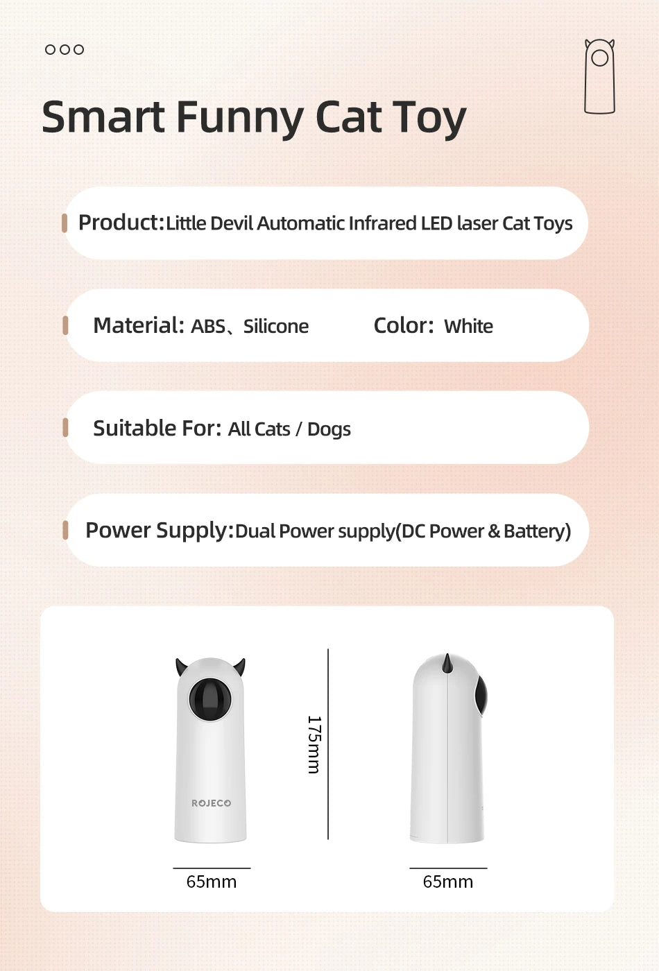 ROJECO Automatic LED Laser Cat Toy – Interactive Handheld Laser for Cats & Kittens