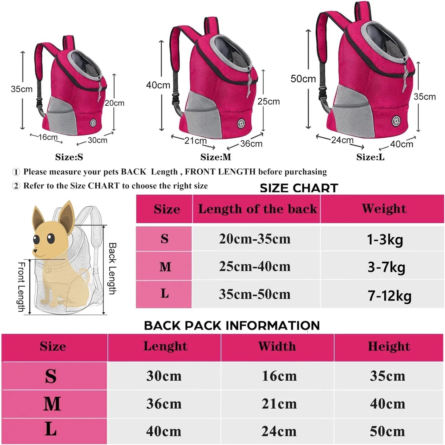 Breathable Pet Backpack Carrier – Front & Back Wear with Reflective Strips for Dogs & Cats