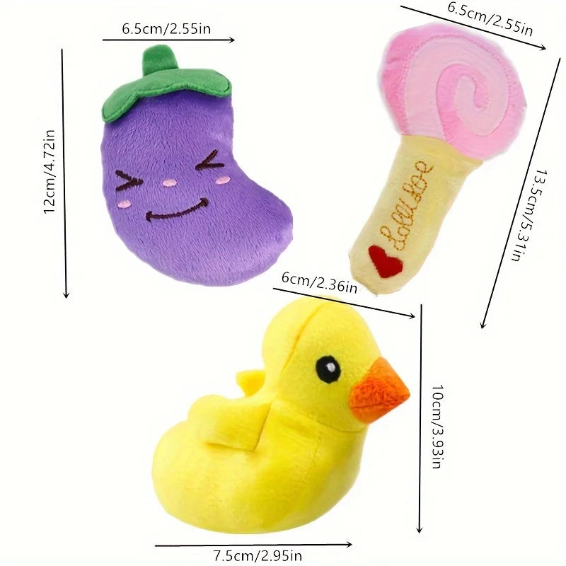 10-Pack Squeaky Fruit & Veggie Puppy Teething Toys