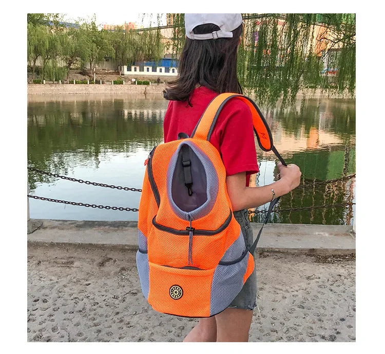 Breathable Pet Backpack Carrier – Front & Back Wear with Reflective Strips for Dogs & Cats