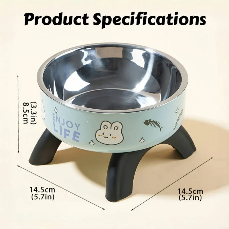 Stainless Steel Pet Bowl – Anti-Tip Elevated Design with Non-Slip Silicone Base for Cats & Small Dogs
