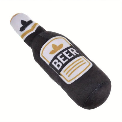 Beer Bottle Squeaky Dog Toy — Interactive Chew Toy
