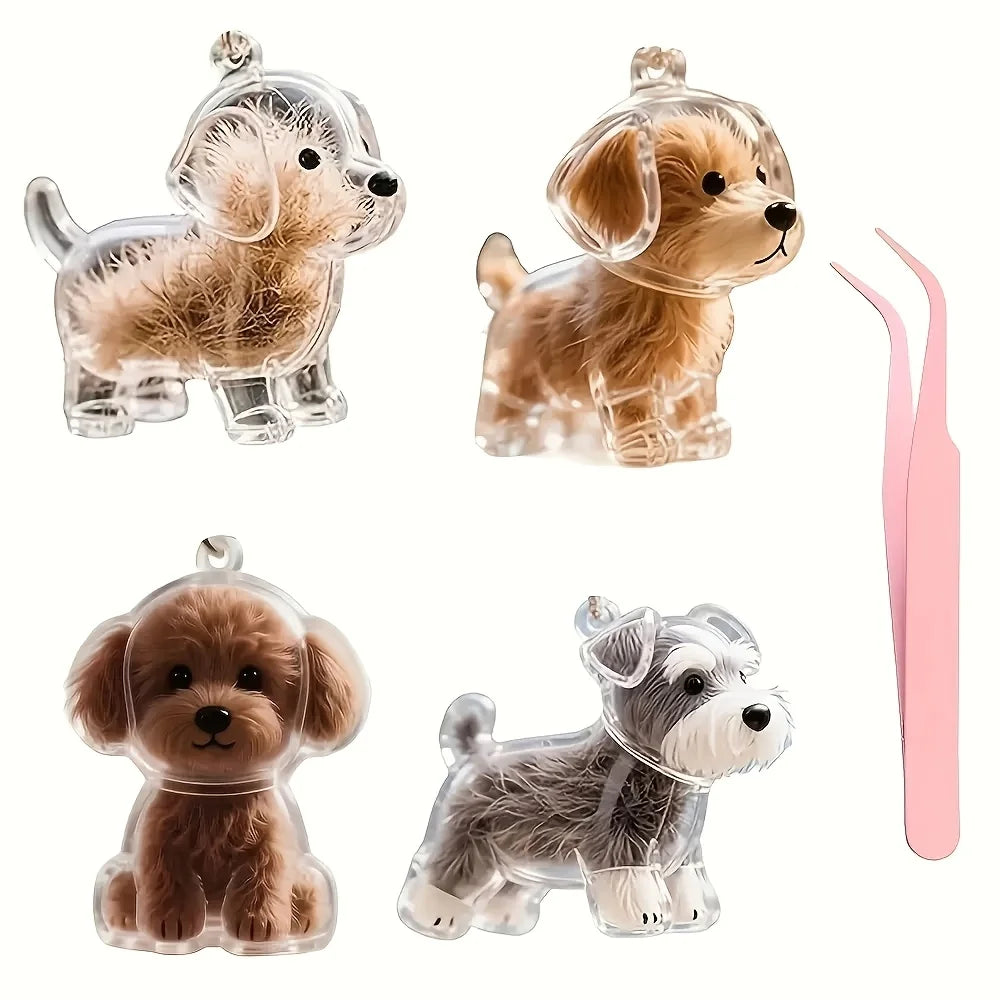 Dog Hair Memorial Keychains — Set of 2 with Tweezer