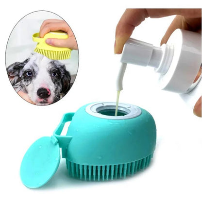 Silicone Pet Bath Brush – Dog & Cat Shampoo Massage Brush for Bath Time
