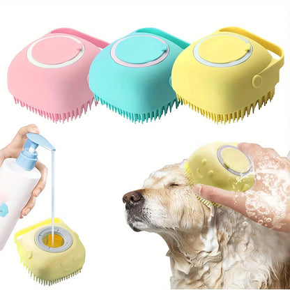 Silicone Pet Bath Brush – Dog & Cat Shampoo Massage Brush for Bath Time