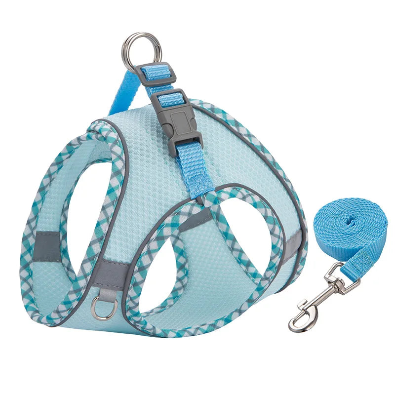 Reflective Dog Harness & Leash Set – Breathable Mesh Vest for Small & Medium Dogs