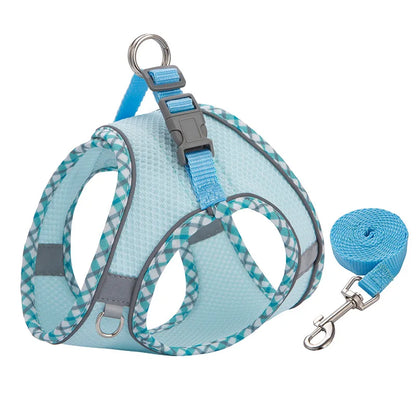Reflective Dog Harness & Leash Set – Breathable Mesh Vest for Small & Medium Dogs