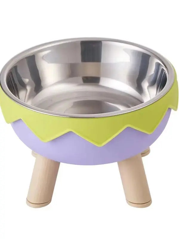 Colorful Dopamine Pet Bowl – Large Capacity Stainless Steel with Neck Protection for Cats & Dogs
