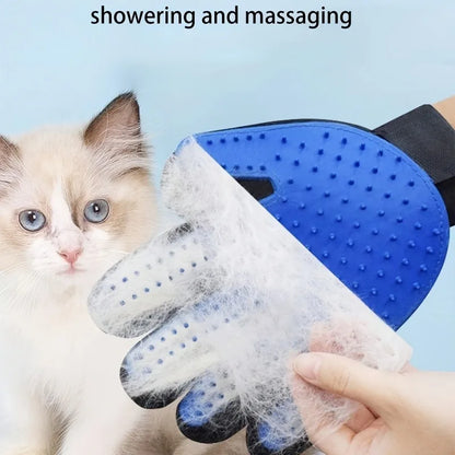 2-in-1 Pet Grooming Gloves Set–Silicone Massage & Hair Removal Gloves for Dogs&Cats,Deshedding Glove Brush for Bathing & Bonding
