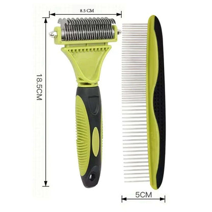 Two-Sided Pet Grooming Comb & Undercoat Rake