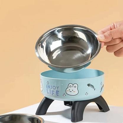 Stainless Steel Pet Bowl – Anti-Tip Elevated Design with Non-Slip Silicone Base for Cats & Small Dogs