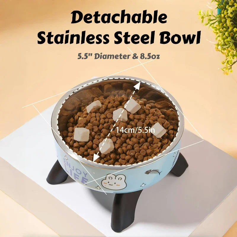 Stainless Steel Pet Bowl – Anti-Tip Elevated Design with Non-Slip Silicone Base for Cats & Small Dogs