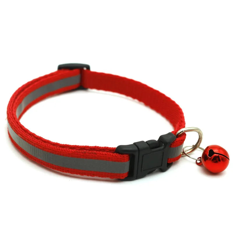 Reflective Pet Collar with Bell — Adjustable for Cats & Dogs