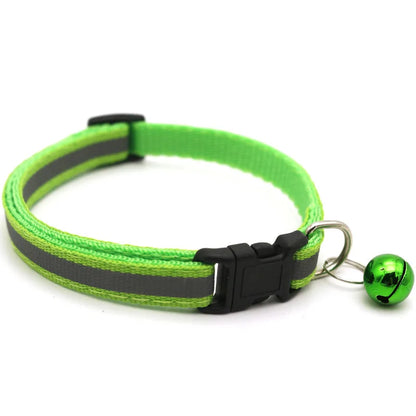 Reflective Pet Collar with Bell — Adjustable for Cats & Dogs