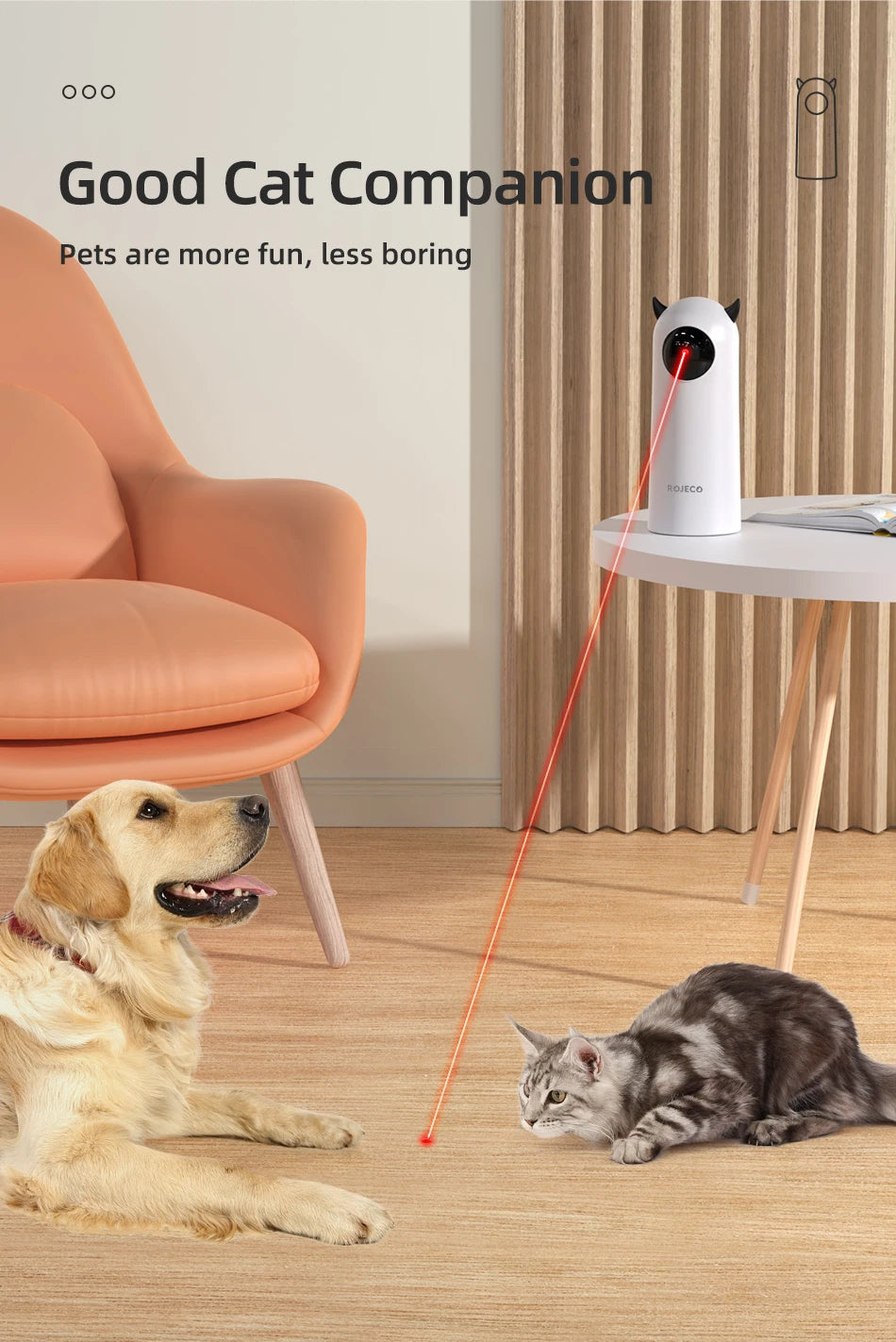 ROJECO Automatic LED Laser Cat Toy – Interactive Handheld Laser for Cats & Kittens