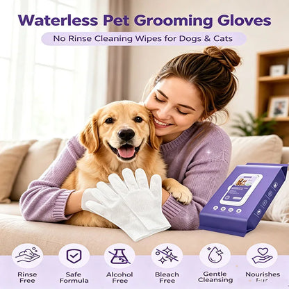 Aloe Pet Grooming Glove Wipes – Rinse-Free Moisturizing & Deodorizing Wipes for Dogs, Cats & Horses
