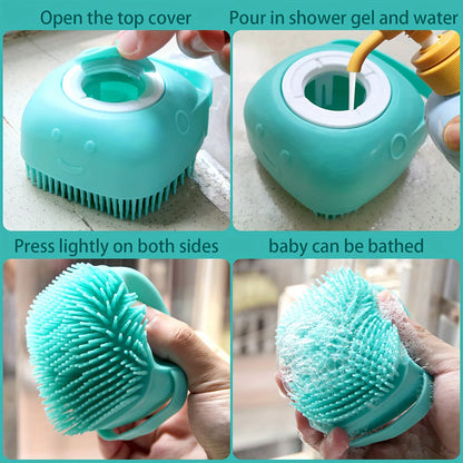 Silicone Pet Bath Brush – Dog & Cat Shampoo Massage Brush for Bath Time