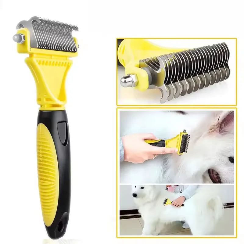 Two-Sided Pet Grooming Comb & Undercoat Rake