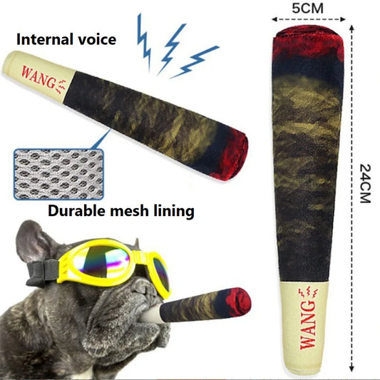 Indestructible Squeaky Cigar Dog Toy — Plush Chew Toy
