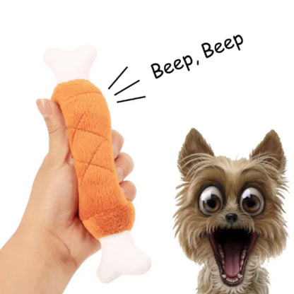 Squeaky Plush Bone Dog Toy — Puppy Teething & Molar
