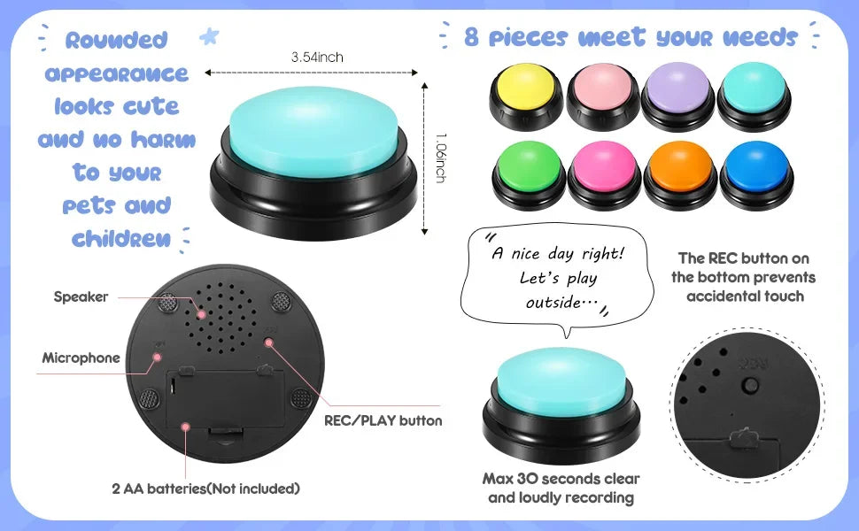 Recordable Dog Communication Button — Pet Training Buzzer