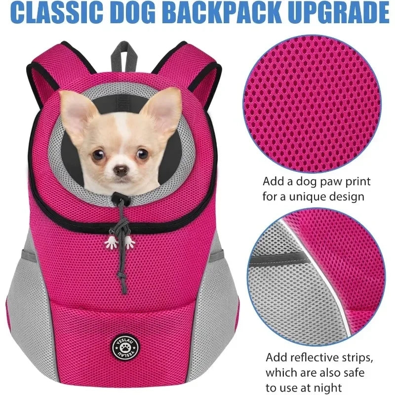Breathable Pet Backpack Carrier – Front & Back Wear with Reflective Strips for Dogs & Cats