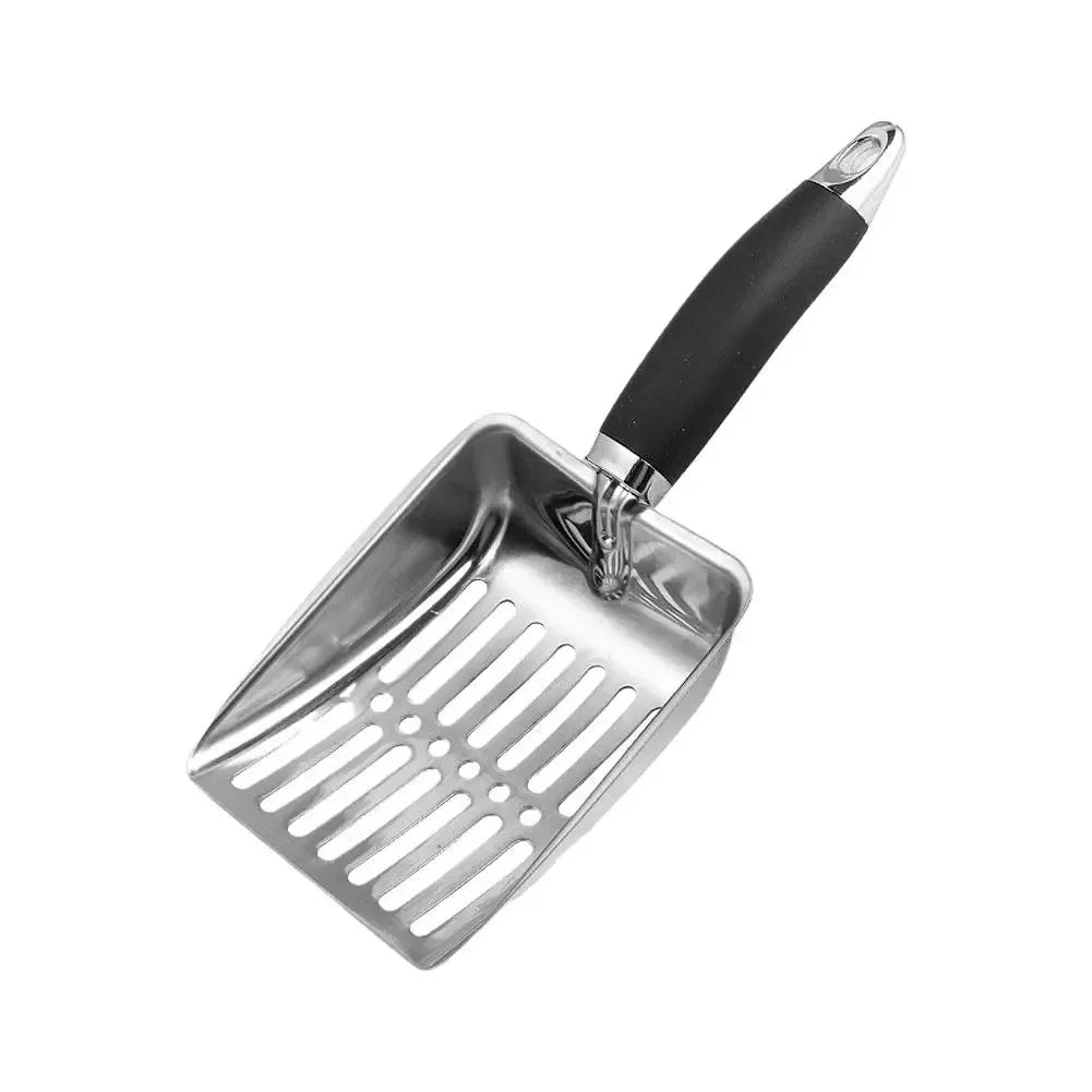 Stainless Steel Cat Litter Scoop — Long Handle Metal Shovel
