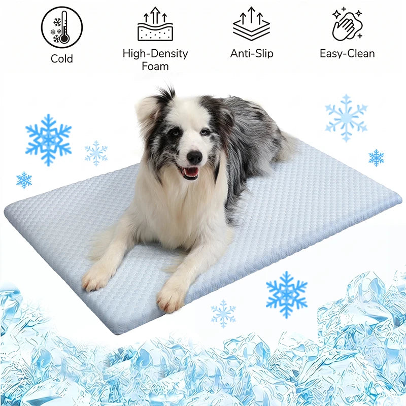 New Summer Ice Silk Cooling Pet Mat Thick Breathable Dog Bed Pad Non-Slip Washable Pet Cooling Sheet for Medium Large Dogs Cats