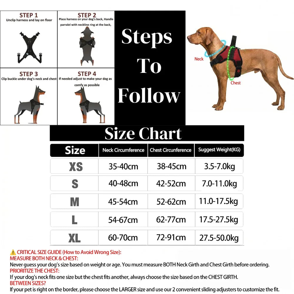 No Pull Dog Harness Adjustable Reflective Pet Vest with Handle Breathable Escape-Proof Dog Harness for Small Medium Large Dogs