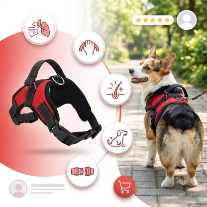 No Pull Dog Harness Adjustable Reflective Pet Vest with Handle Breathable Escape-Proof Dog Harness for Small Medium Large Dogs