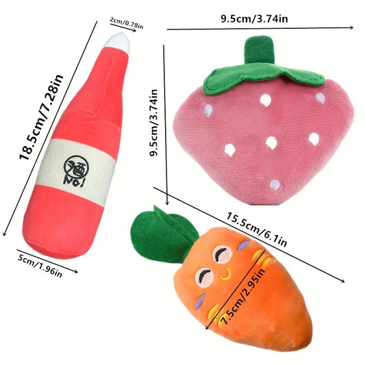 10-Pack Squeaky Fruit & Veggie Puppy Teething Toys