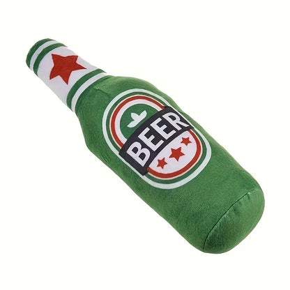 Beer Bottle Squeaky Dog Toy — Interactive Chew Toy