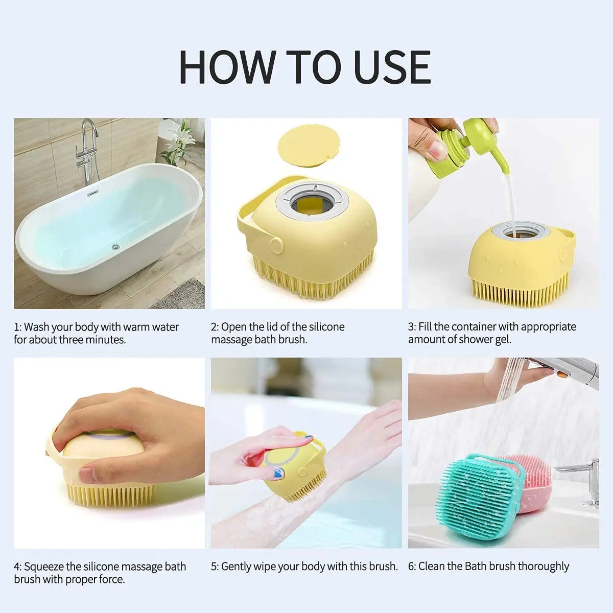 Silicone Pet Bath Brush – Dog & Cat Shampoo Massage Brush for Bath Time