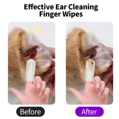 Pet Ear Cleaning Wipes – Disposable Finger Cover Wipes for Dogs & Cats (50 pcs)