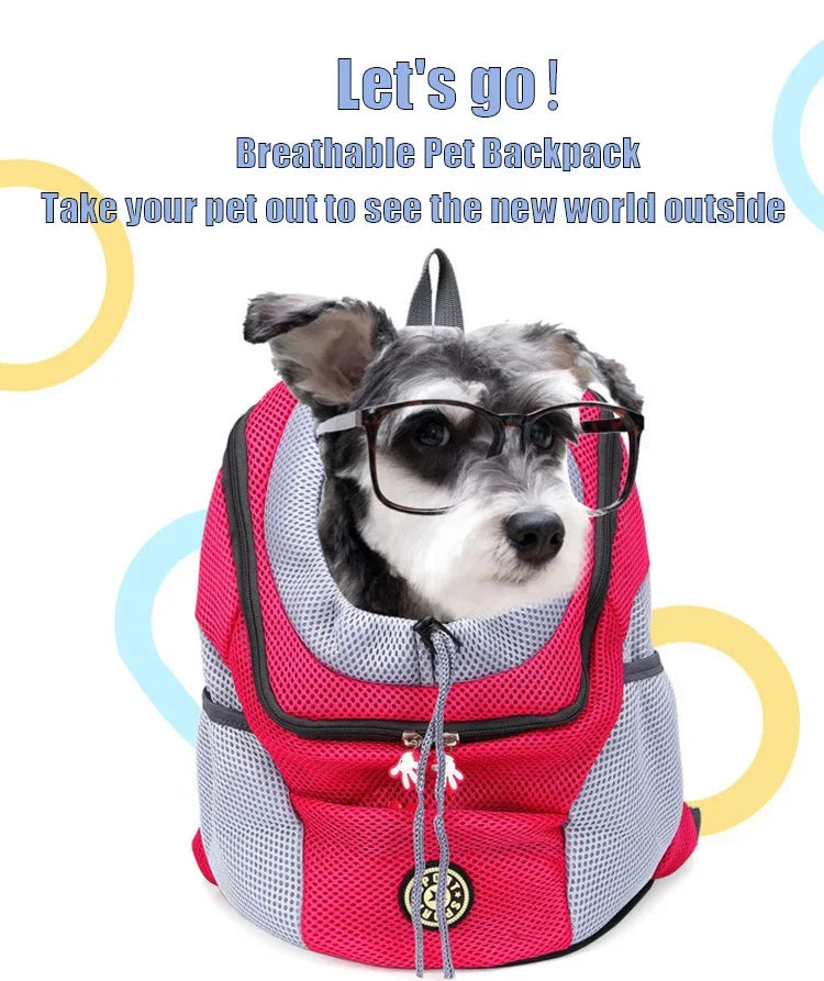 Breathable Pet Backpack Carrier – Front & Back Wear with Reflective Strips for Dogs & Cats