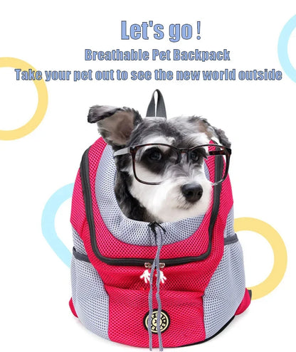 Breathable Pet Backpack Carrier – Front & Back Wear with Reflective Strips for Dogs & Cats