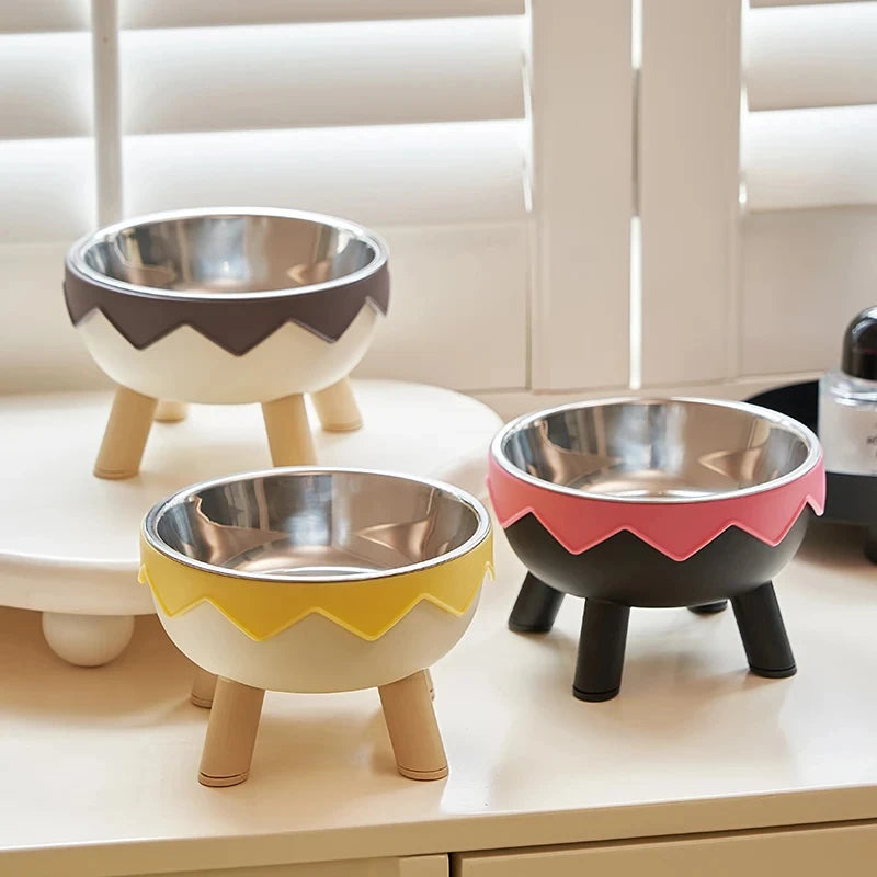 Colorful Dopamine Pet Bowl – Large Capacity Stainless Steel with Neck Protection for Cats & Dogs