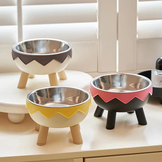 Colorful Dopamine Pet Bowl – Large Capacity Stainless Steel with Neck Protection for Cats & Dogs