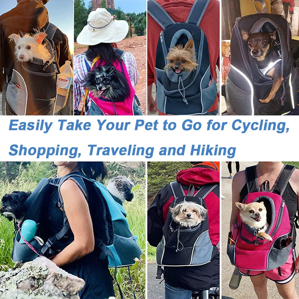 Breathable Pet Backpack Carrier – Front & Back Wear with Reflective Strips for Dogs & Cats