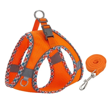 Reflective Dog Harness & Leash Set – Breathable Mesh Vest for Small & Medium Dogs