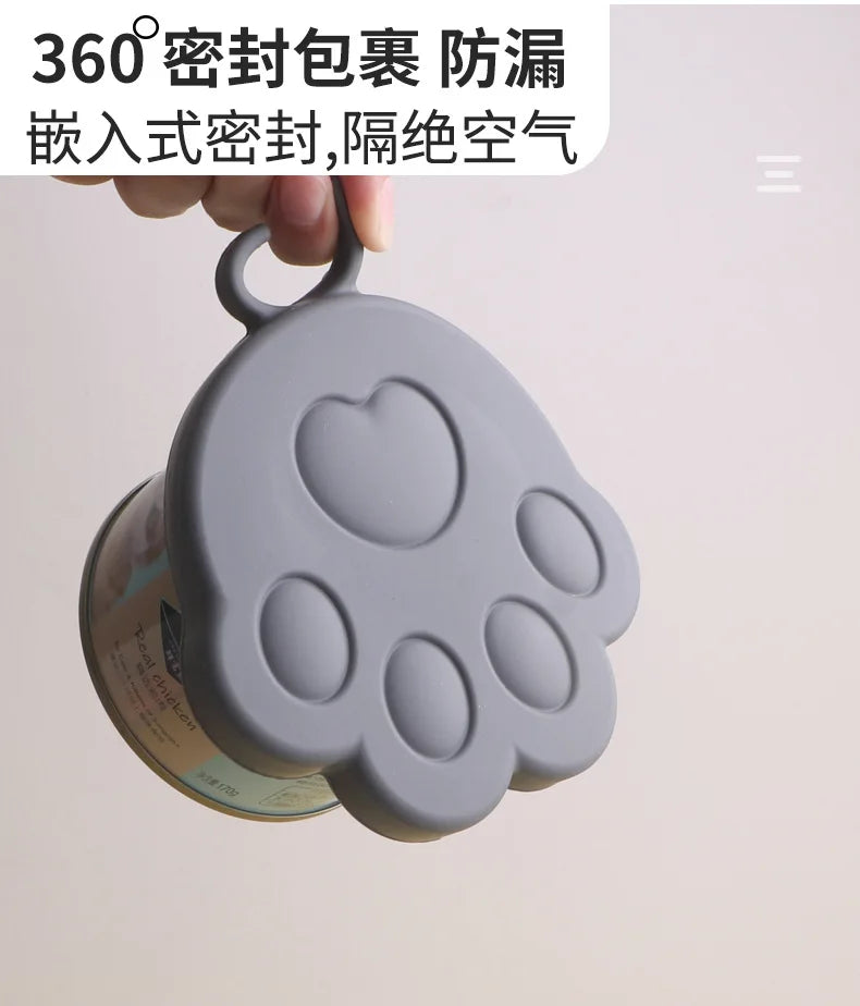 Silicone Pet Can Lid with Spoon — Reusable Food Sealer
