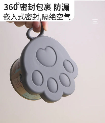 Silicone Pet Can Lid with Spoon — Reusable Food Sealer