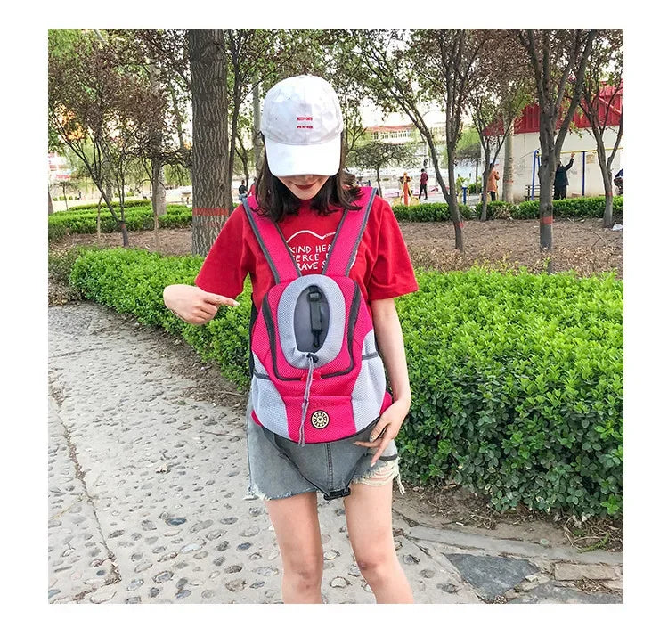 Breathable Pet Backpack Carrier – Front & Back Wear with Reflective Strips for Dogs & Cats
