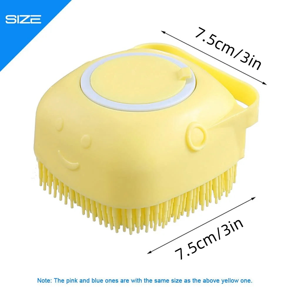 Silicone Pet Bath Brush – Dog & Cat Shampoo Massage Brush for Bath Time