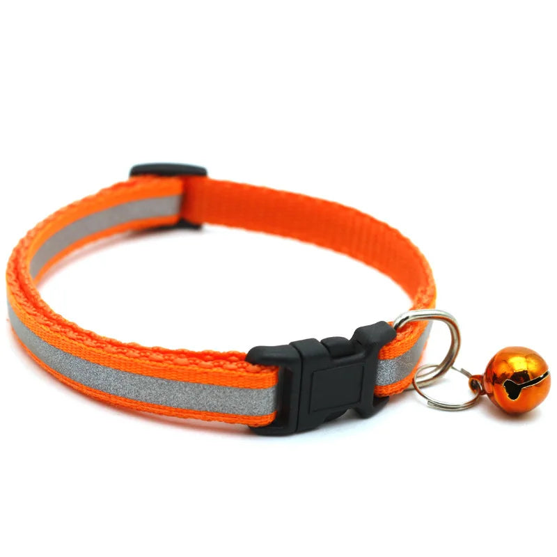 Reflective Pet Collar with Bell — Adjustable for Cats & Dogs