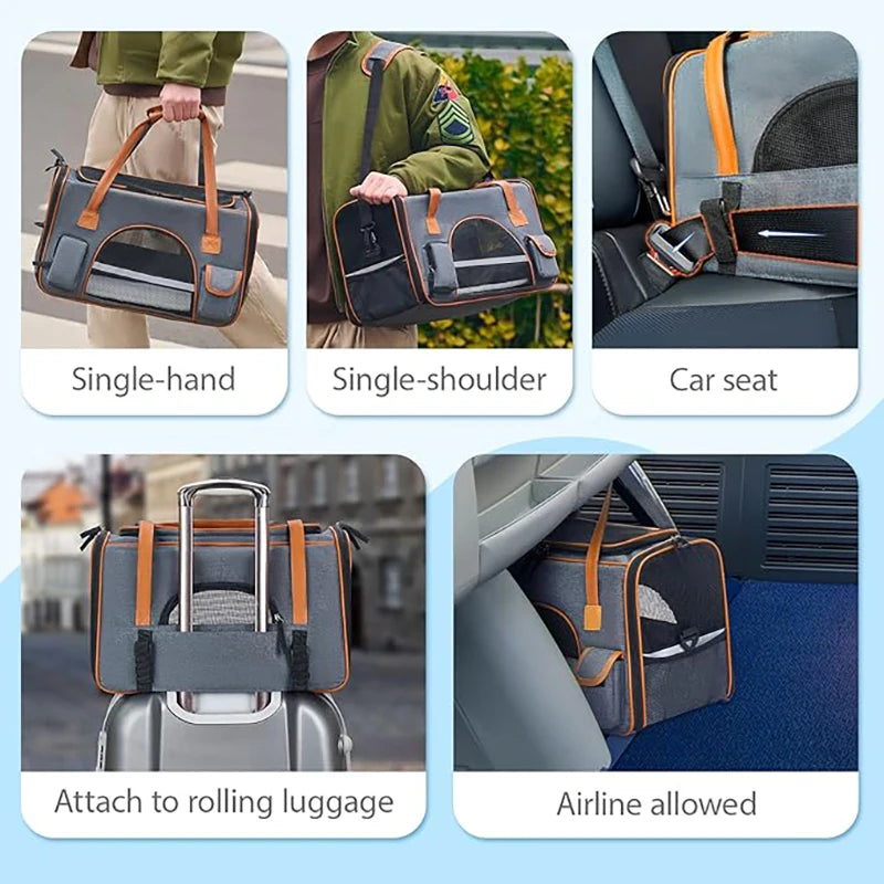 Anti-Collapse Pet Carrier Bag – Travel Handbag for Cats, Puppies & Small Pets