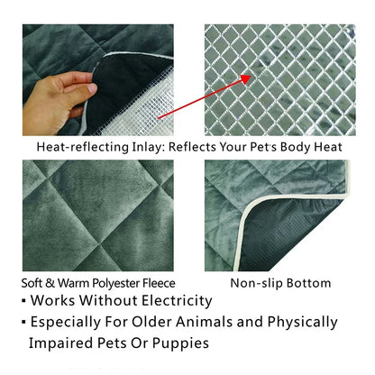 Warm Thermal Pet Bed Mat — Anti-Slip Fleece Cushion