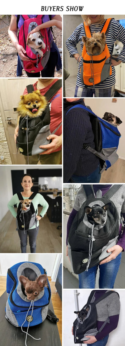 Breathable Pet Backpack Carrier – Front & Back Wear with Reflective Strips for Dogs & Cats